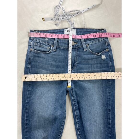 Paige Denim Verdugo Skinny Leg Med Wash Destructed Jeans Womens 27 Casual - Picture 7 of 9